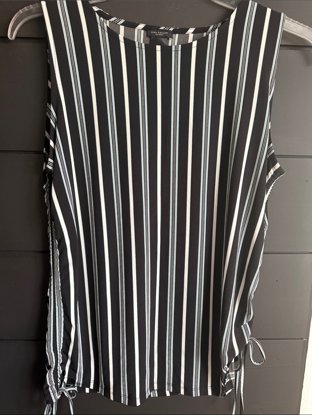 Ann Taylor Blouse Black/White/Teal L